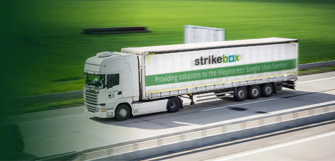 strikebox logo on side of lorry