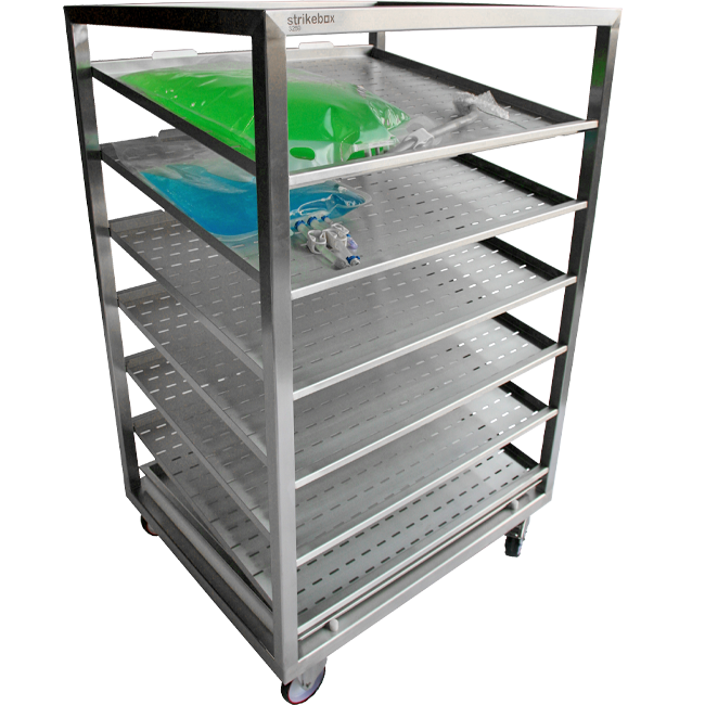 thaw trolley with occupied 2 trays upper