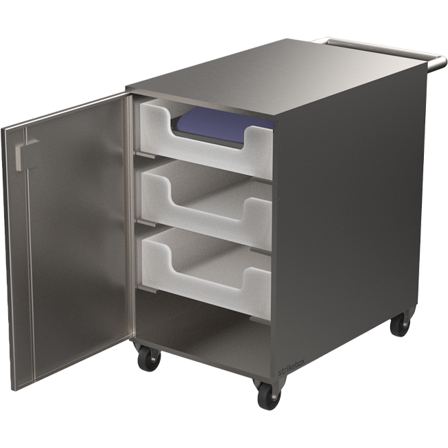 bag cabinet with door open