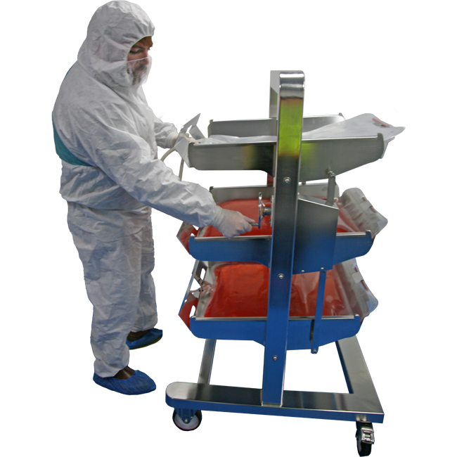 tilting shelf trolley side view