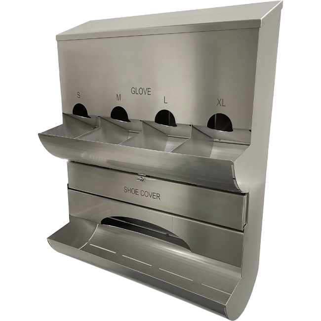 glove dispenser in various sizes and shoe covers